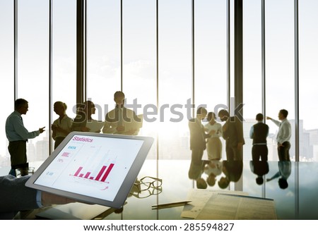 Business People Silhouette Working Statistics Development Performance Success