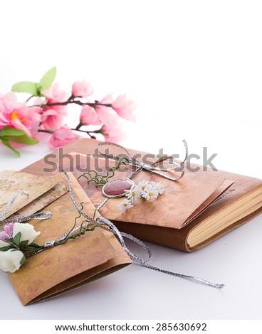  wedding invitation with flower decoration isolated on white