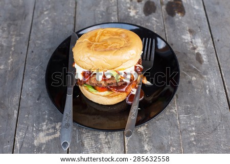 hamburgers on wooden background