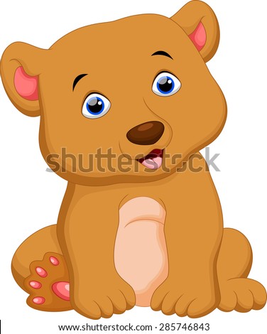 Cute brown bear cartoon sitting