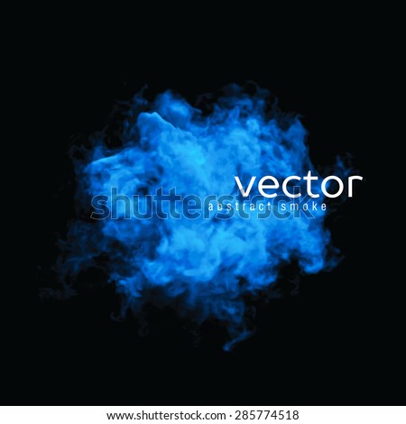 Vector illustration of blue smoke on black. Use it as an element of background in your design.