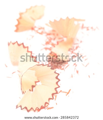pencil shavings isolated on white background
