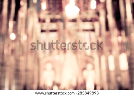 blurred photo of temple interior in vintage filter for background