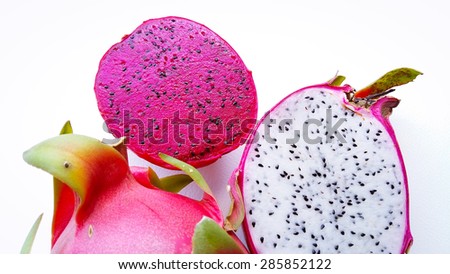 Dragon fruit food with white background
