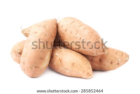 Pile of sweet potato or Ipomoea batatas plants isolated over the white background