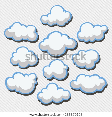 Set of vector clouds on gray background