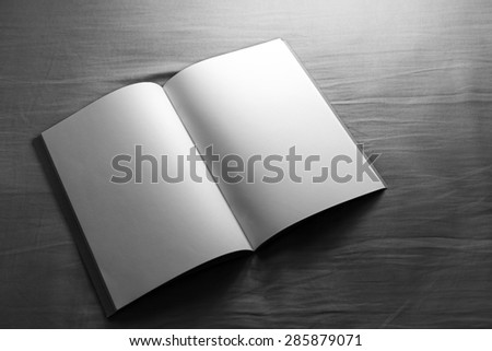 black&white blank open notebook