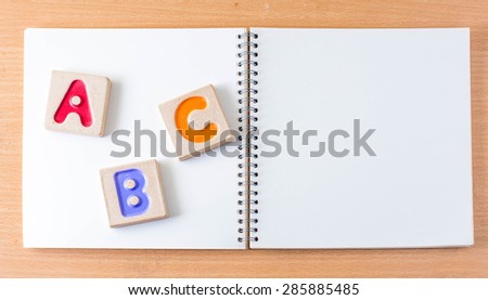 Colorful alphabet letters ,"abc" and the book