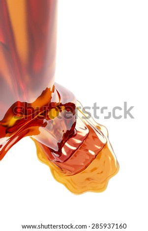 Honey flowing on white background.  3d illustration