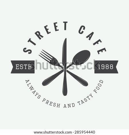 vintage restaurant logo, badge or emblem. Vector illustration Royalty-Free Stock Photo #285954440