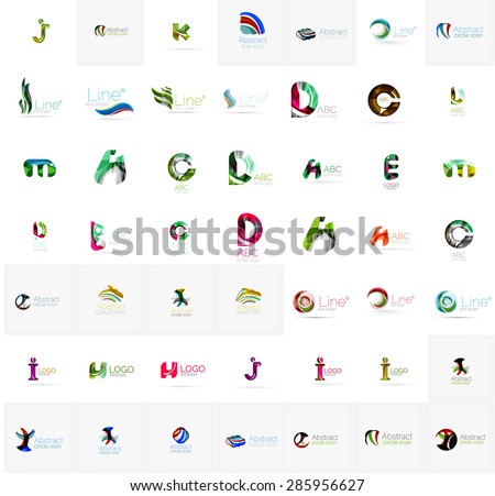 Large corporate company logo collection. Universal icon set for various ideas. Vector illustration