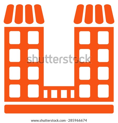 Company icon from Business Bicolor Set. This flat vector symbol uses orange color, rounded angles, and isolated on a white background.