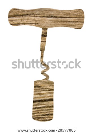 Silhouette of cork-screw with a wooden structure