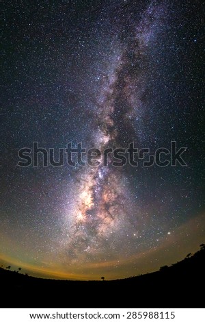 Milky way galaxy over night sky in Thailand