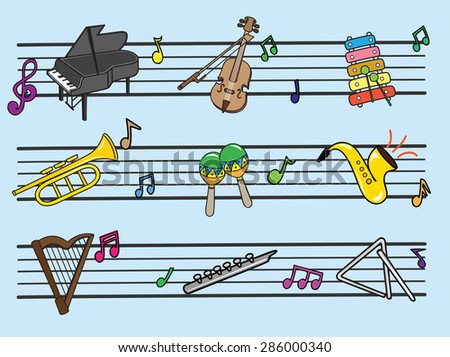 Musical Instrument Cartoon, Illustration Vector10