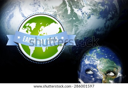 Earth day 2015 against earth overlay on face