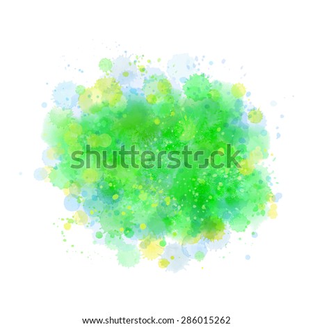 Vector watercolor background. Abstract artistic texture. Creative hand painted illustration. Green stain. Grunge backdrop.