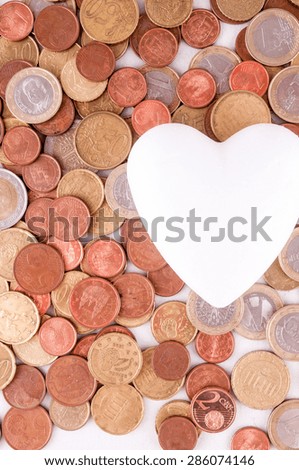 Picture of a Business Money Concept Idea Heart and Coins