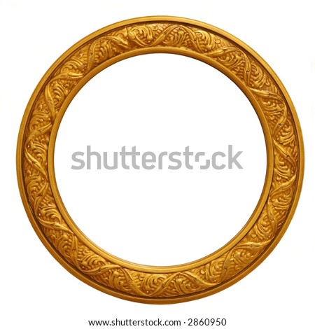 Circular Golden Frame - Isolated on White
