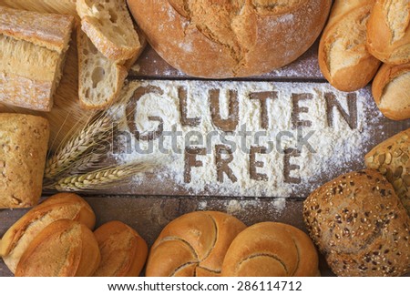 A gluten free breads on wood background Royalty-Free Stock Photo #286114712