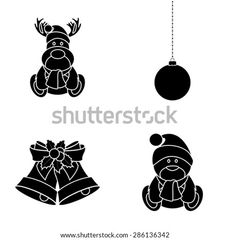 Set of christmas icons on a white background. Vector illustration
