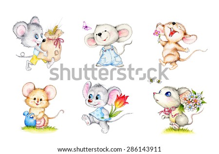 Set of 6 cute mice