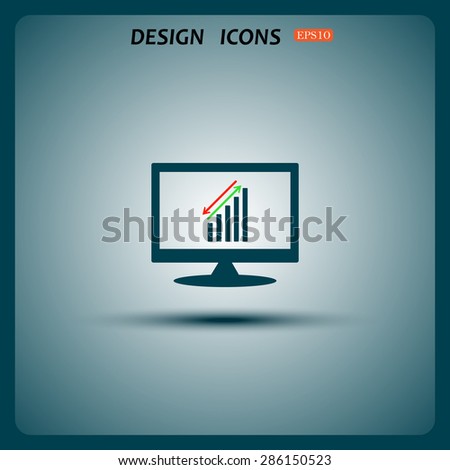 chart with green and red arrows. icon. vector design