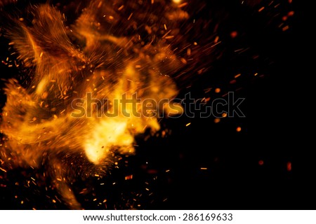 Fire flames on a black background Royalty-Free Stock Photo #286169633