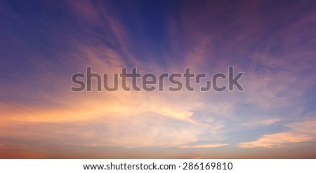 Panorama beautiful colorful magic hour twilight sky Royalty-Free Stock Photo #286169810