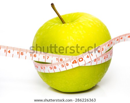 Diet organic green apple isolated