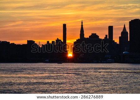 One day before May 2015 Manhattanhenge /Manhattanhenge sun set of New York / Unfortunately May 29,30,31 were cloudy and no show but 28 was only one chance to see.