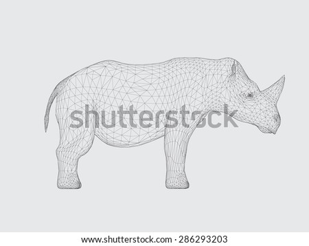 Vector illustration of a polygonal rhino. Isolated.