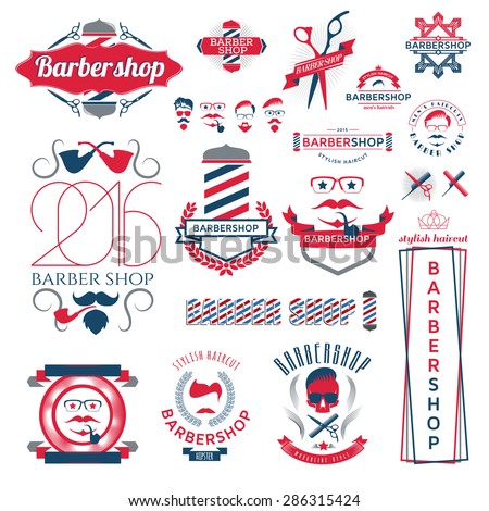 vector set design concept of the logo, badge, label, on Barbershop men's hipster hairdresser graphics