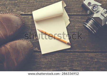 the vintage notepad and pencil