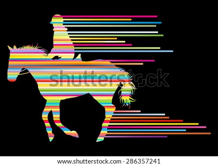 Horse riding equestrian sport with horse and rider vector background concept made of stripes