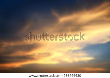 Evening sky at Sunset in summer, blurred background image.