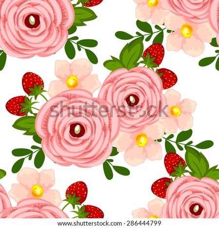 Spring garden collection. Beautiful wallpaper seamless vintage flower pattern. Easy to edit. Using mask.