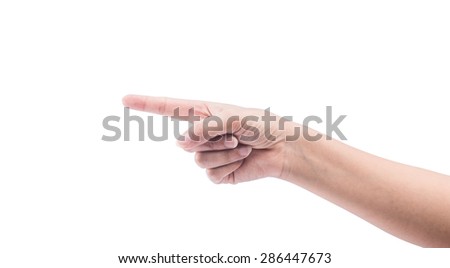 Female hand showing one fingers, Isolated on white background with clipping path
