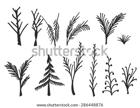 Set of tree doodles