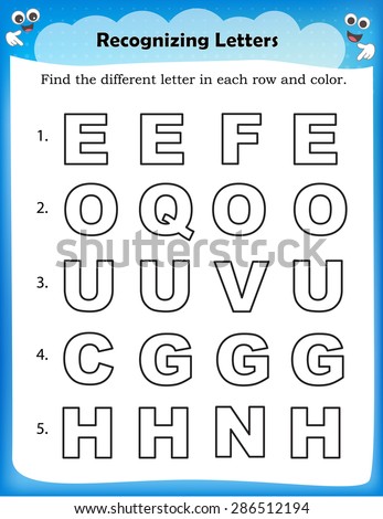 Kids worsheet identify and color the different shape in each row