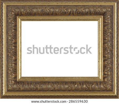 art picture frame golden  isolated on white background