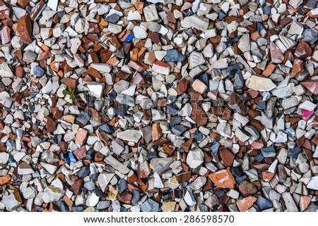 top view image of broken granite marble stone for background