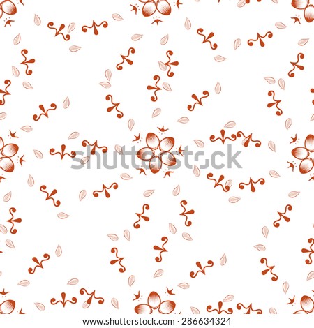 Seamless wallpaper pattern with flowers. Hand drawn flower pattern. Vector pattern with flowers and plants. Vector floral background