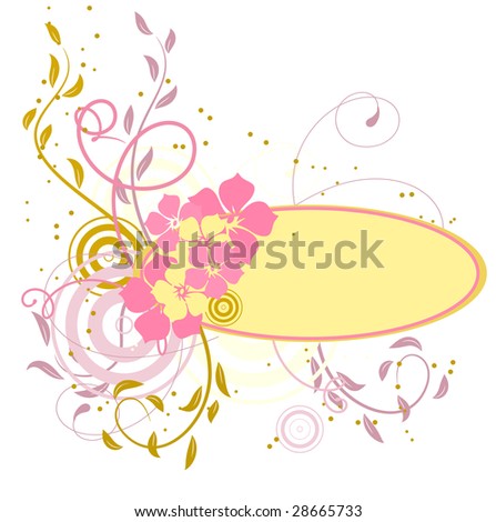 Pink banner with flowers. Vector illustration