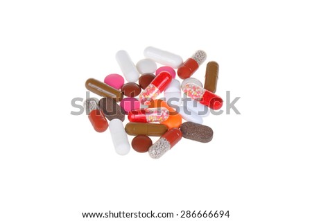 color tablets isolated on white background