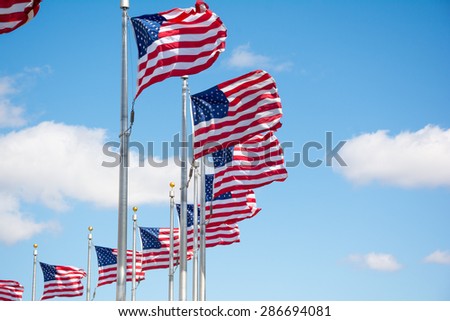 American Flag background. At the Washington monument in Washington D.C.