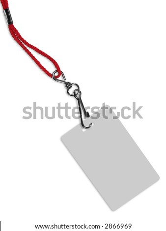 Blank ID card / badge with copy space, isolated on white. Contains clipping path of the card (without neckband) to change the color of the card. Royalty-Free Stock Photo #2866969