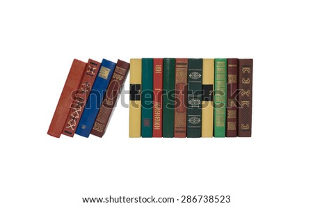 Books about history and adventure are isolated on white background