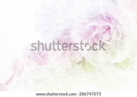 Pastel soft color of rose flower on mulberry paper texture style for background.