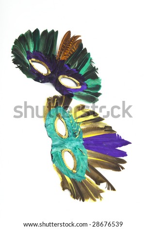 Two carnival mask, on white background